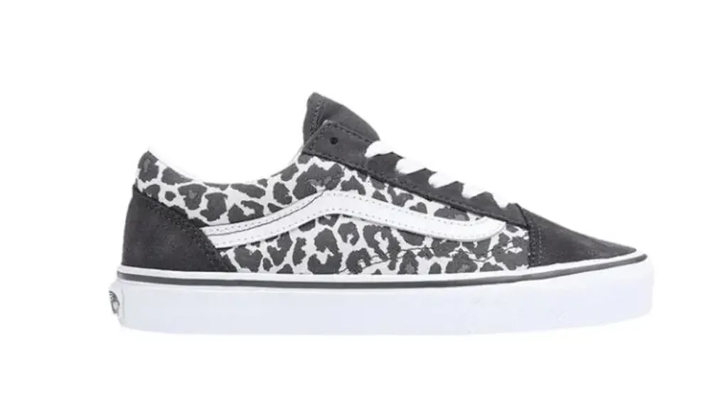 Girls Vans Old Skool Little Kids Shoe/Sneaker, 2.5, Snow Leopard, Gray Black
